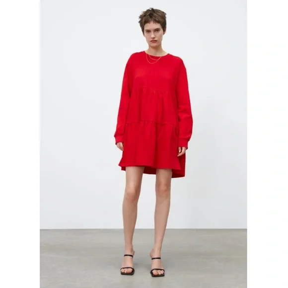 ZARA SHORT TIERED MINI DRESS - Picture 1 of 11